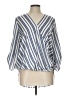 West Kei Stripes Blue 3/4 Sleeve Blouse Size L - photo 1
