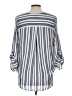 West Kei Stripes Blue 3/4 Sleeve Blouse Size L - photo 2