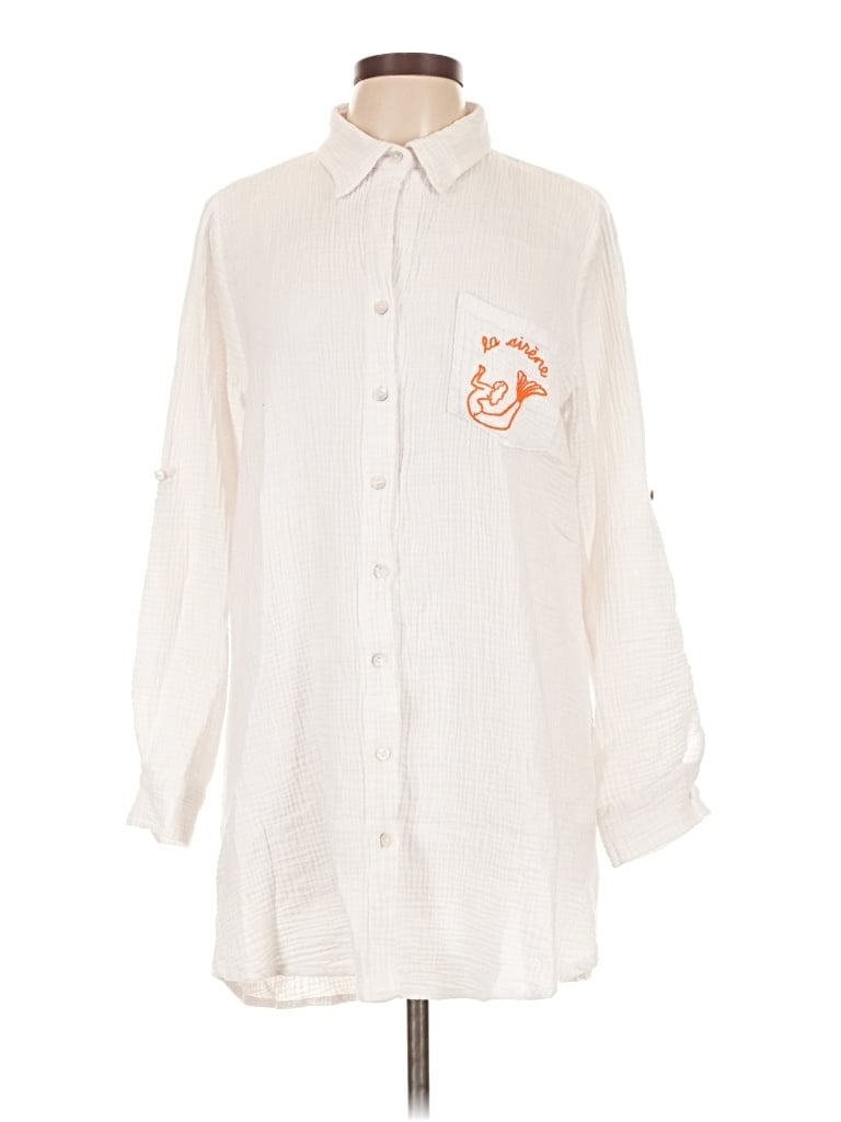 Pre-owned Dreamers 3/4 Sleeve Button Down Shirt In White