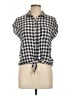 Old Navy Checkered-gingham Blue Short Sleeve Blouse Size L - photo 1