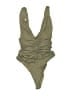 Zara Solid Green One Piece Swimsuit Size L - photo 1