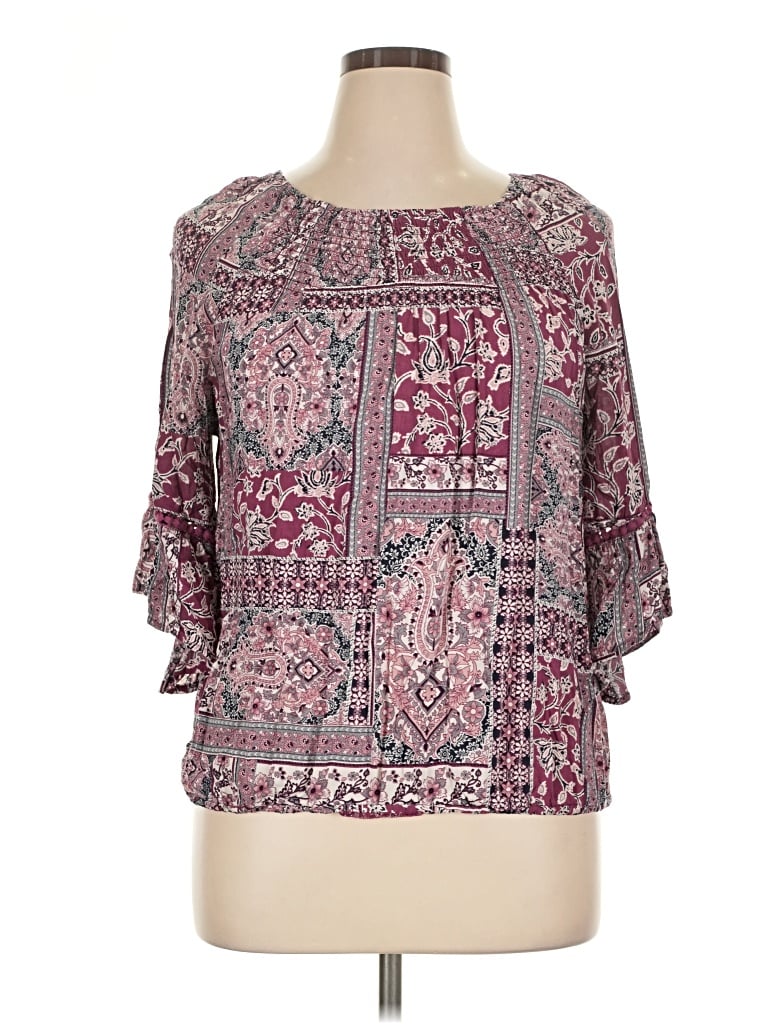 Pre-owned Westport 3/4 Sleeve Blouse In Purple