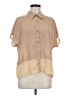 BCBG Paris 100% Polyester Color Block Tan Short Sleeve Blouse Size 8 - photo 1