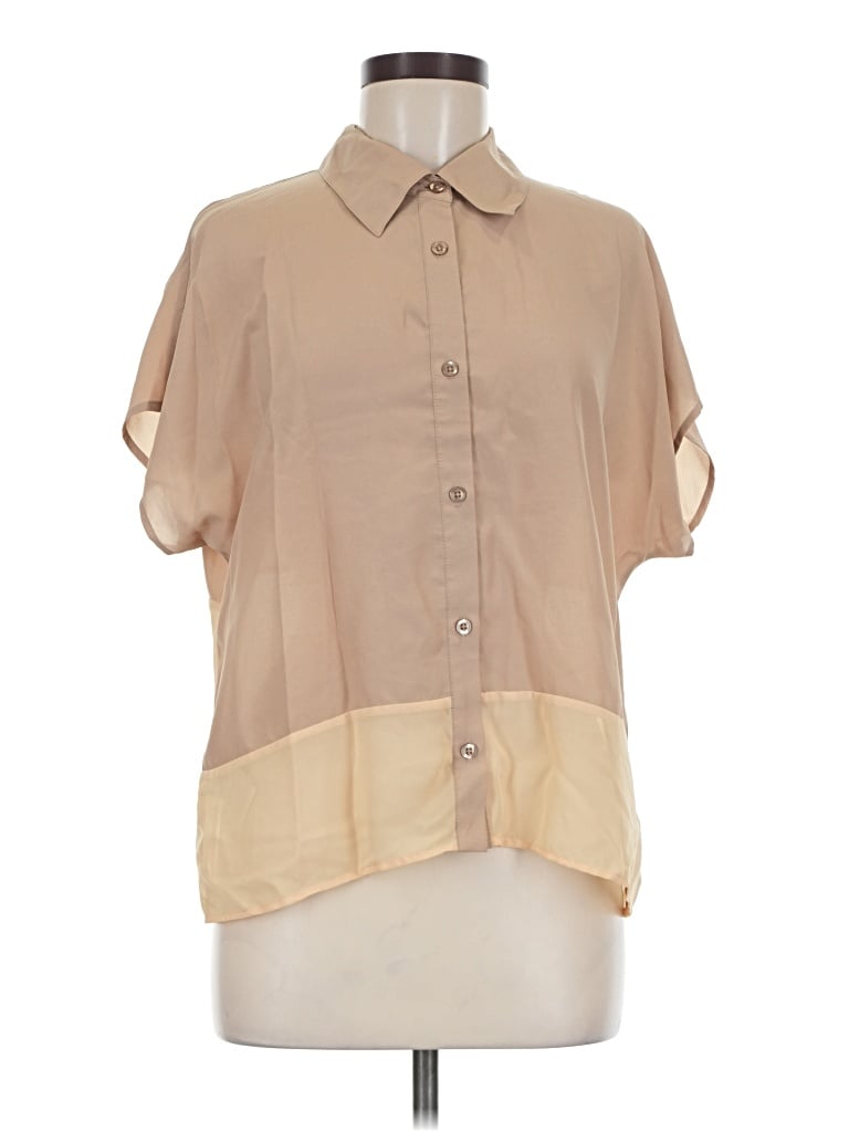 Pre-owned Bcbg Paris Short Sleeve Blouse In Tan