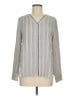 Ann Taylor Stripes Gray Long Sleeve Blouse Size M - photo 1