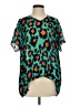 CAbi Animal Print Teal Short Sleeve Blouse Size XS - photo 1