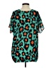 CAbi Animal Print Teal Short Sleeve Blouse Size XS - photo 2