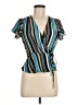 Timing 100% Polyester Teal Short Sleeve Blouse Size M - photo 1