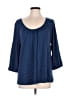 J.Jill Polka Dots Blue 3/4 Sleeve Blouse Size L - photo 2