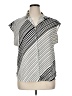Nine West 100% Polyester Stripes Silver Short Sleeve Blouse Size 0X - photo 1