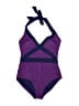Boden Color Block Purple One Piece Swimsuit Size 12R - photo 1