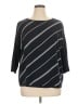 J.Jill Stripes Black 3/4 Sleeve Top Size XL Petite - photo 1