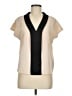 Shein 100% Polyester Color Block Ivory Short Sleeve Blouse Size 6 - photo 1