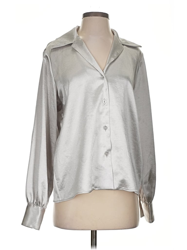 Pre-owned Anine Bing Long Sleeve Blouse In Silver