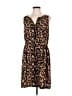 Ann Taylor LOFT 100% Polyester Animal Print Brown Casual Dress Size 12 - photo 1
