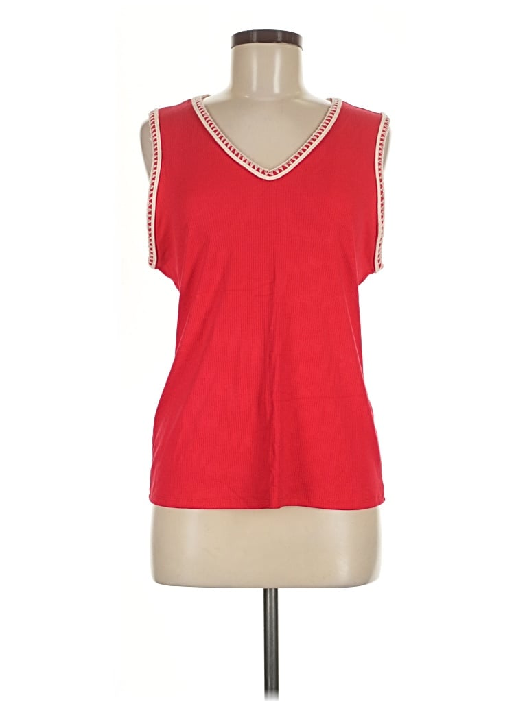 Pre-owned Dear Scarlett Sleeveless Top Red V-neck Tops