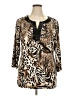 JM Collection Animal Print Brown Long Sleeve Henley Size XL - photo 1
