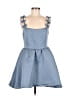 Elliatt 100% Polyester Bow Print Solid Blue Cocktail Dress Size M - photo 1