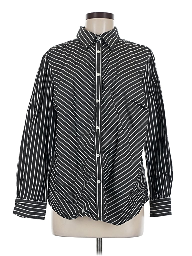 Pre-owned Chaps Long Sleeve Button Down Shirt In Black