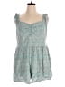 Torrid Floral Stripes Green Teal Romper Size 2X Plus (2) - photo 1