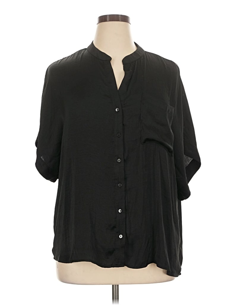 Pre-owned Industry Short Sleeve Blouse In Black