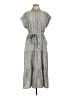 Max Studio 100% Polyester Stripes Gray Casual Dress Size L - photo 1