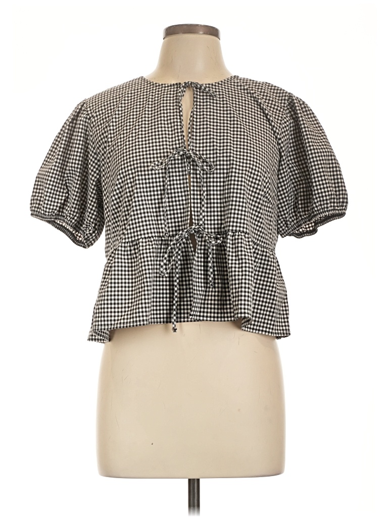 Pre-owned Wild Fable Short Sleeve Blouse In Gray