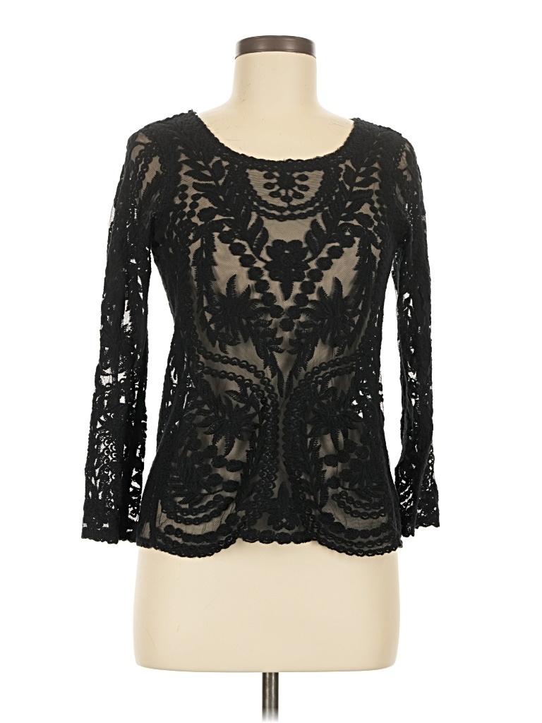 Pre-owned Express 3/4 Sleeve Top Black Sweetheart Neckline Tops