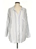 Kona Sol 100% Cotton Stripes Silver 3/4 Sleeve Button-Down Shirt Size L - photo 1