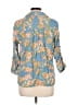 Intro 100% Rayon Floral Blue 3/4 Sleeve Button-Down Shirt Size L - photo 2