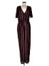 Xhilaration 100% Polyester Stripes Burgundy Jumpsuit Size L - photo 1