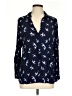 Mango 100% Viscose Print Blue Long Sleeve Blouse Size L - photo 1