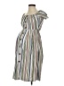 Pink Blush Stripes White Green Casual Dress Size S - photo 1