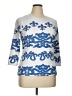 J. McLaughlin Print White Blue 3/4 Sleeve Blouse Size XL - photo 1