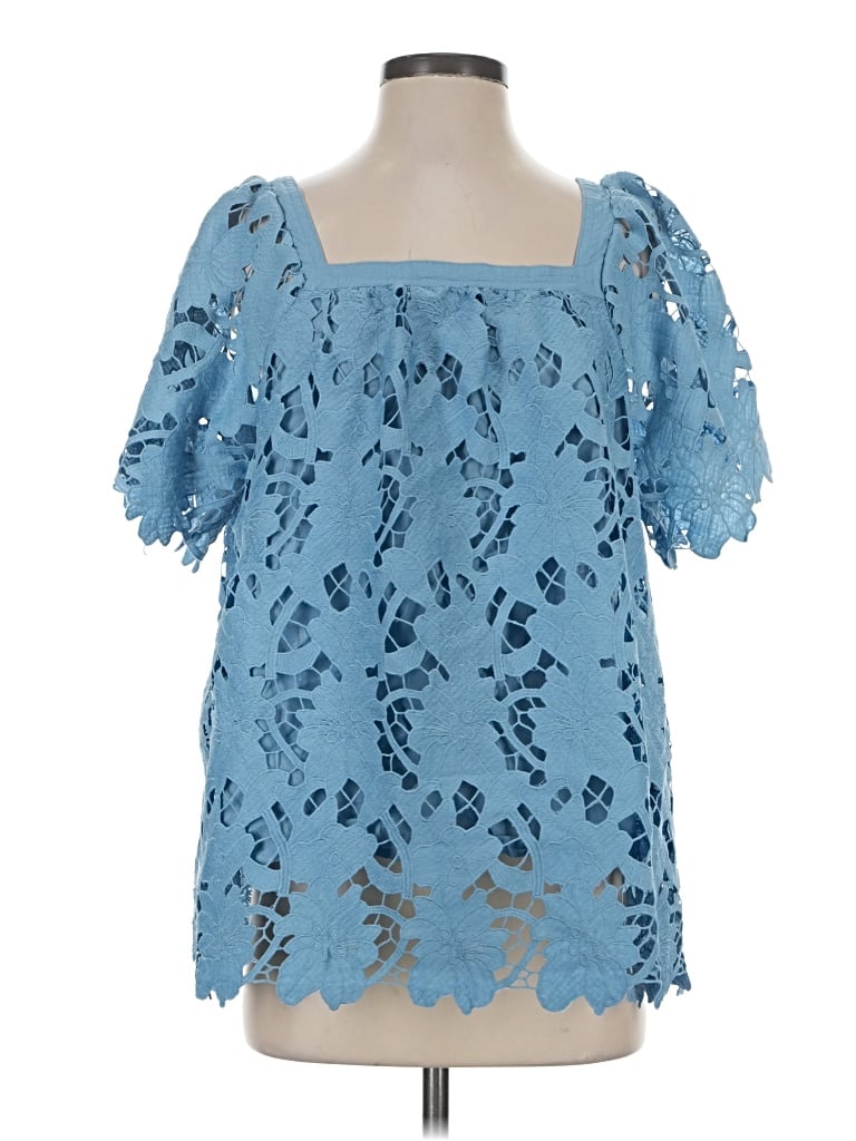 Pre-owned Umgee Short Sleeve Blouse In Blue