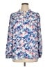 Talbots 100% Polyester Floral Blue Long Sleeve Blouse Size XL - photo 1