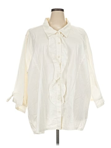 Ulla Popken 3/4 Sleeve Button-Down Shirt (view 1)