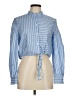 Elle Stripes Blue Long Sleeve Blouse Size M - photo 1
