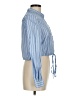 Elle Stripes Blue Long Sleeve Blouse Size M - photo 4