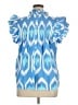 Oliphant 100% Cotton Blue Short Sleeve Blouse Size XL - photo 2