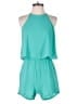 Tyche 100% Polyester Solid Teal Romper Size S - photo 1