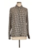 Express 100% Recycled Polyester Houndstooth Ivory Long Sleeve Blouse Size L - photo 1