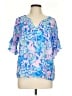 Lilly Pulitzer 100% Rayon Blue Short Sleeve Blouse Size L - photo 1
