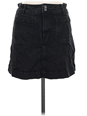 Madewell Stretch Denim A-line Mini Skirt in Black Frost (view 1)