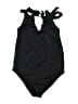 ASOS 100% Polyester Solid Black One Piece Swimsuit Size 8 - photo 1