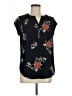 Fun2Fun Floral Black Short Sleeve Blouse Size M - photo 1