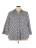 Foxcroft 100% Cotton Chevron-herringbone Silver 3/4 Sleeve Button-Down Shirt Size 24W - photo 1