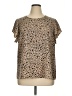 Shein Curve 100% Polyester Animal Print Tan Short Sleeve Blouse Size 14 Plus (1) - photo 1