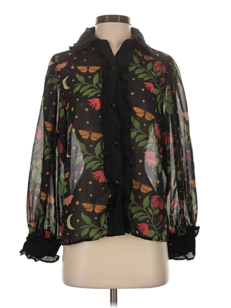 Pre-owned Sister Jane Long Sleeve Blouse In Black