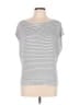 Max Studio Stripes Silver Short Sleeve T-Shirt Size L - photo 1
